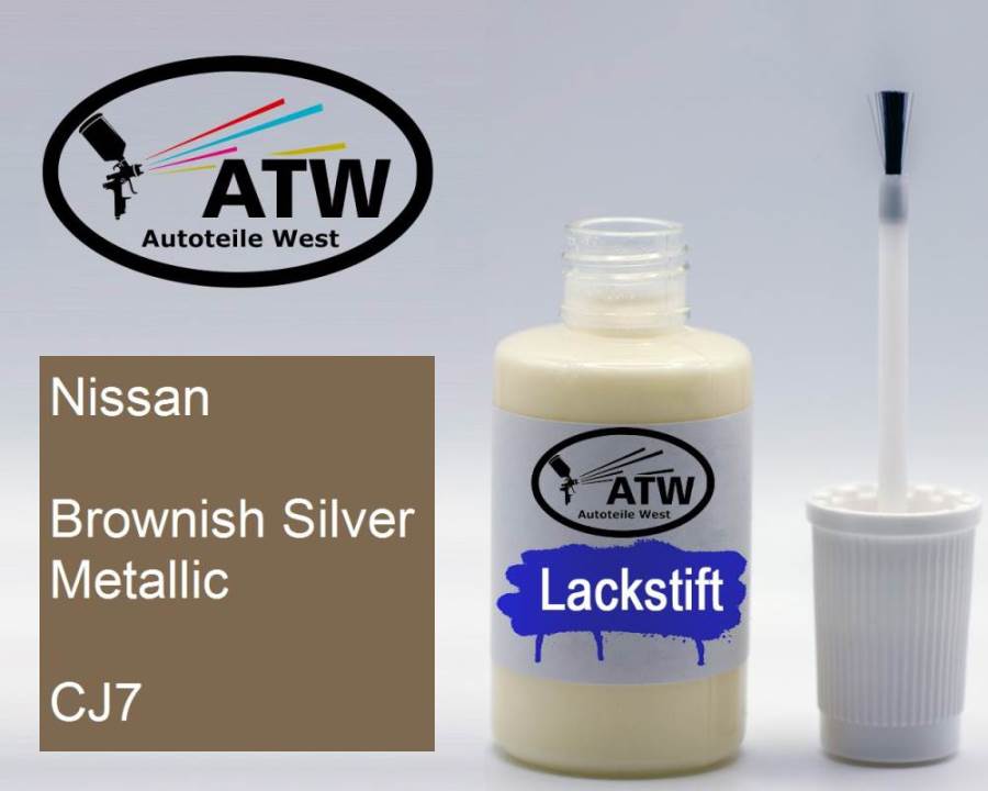 Nissan, Brownish Silver Metallic, CJ7: 20ml Lackstift, von ATW Autoteile West.